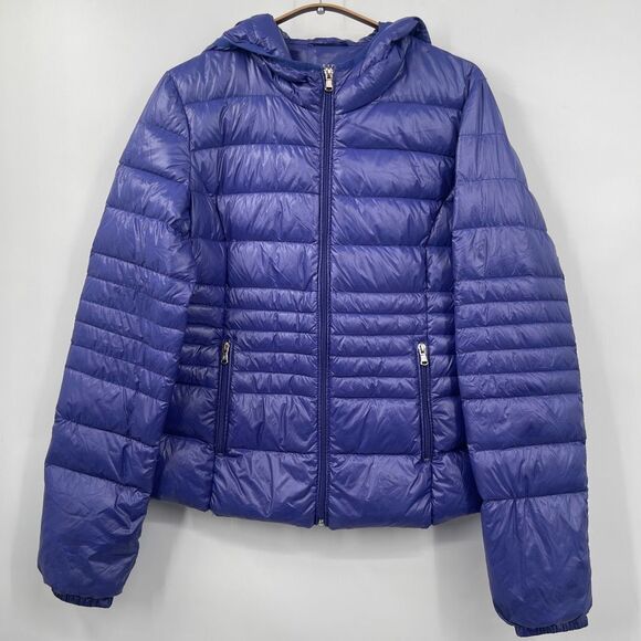 Halifax Traders Purple Down Quilted Packable Hooded Puffer Jacket Size Small - Picture 1 of 9